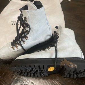 Blue Suede Off-White Combat Boots